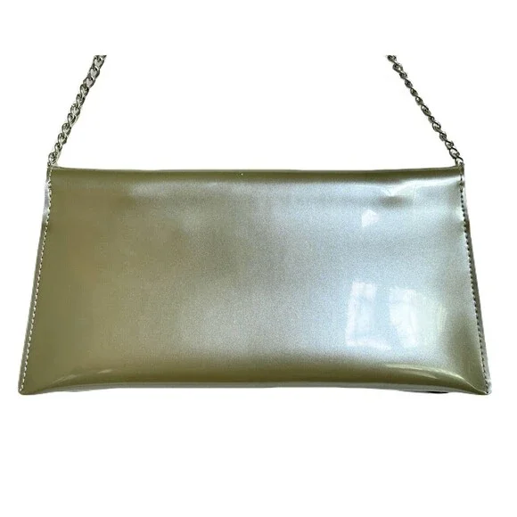 Vintage Beijo Sage Pearl Patent Clutch Shoulder Bag EUC 10x5.25x2 Chain Strap - Picture 6 of 10